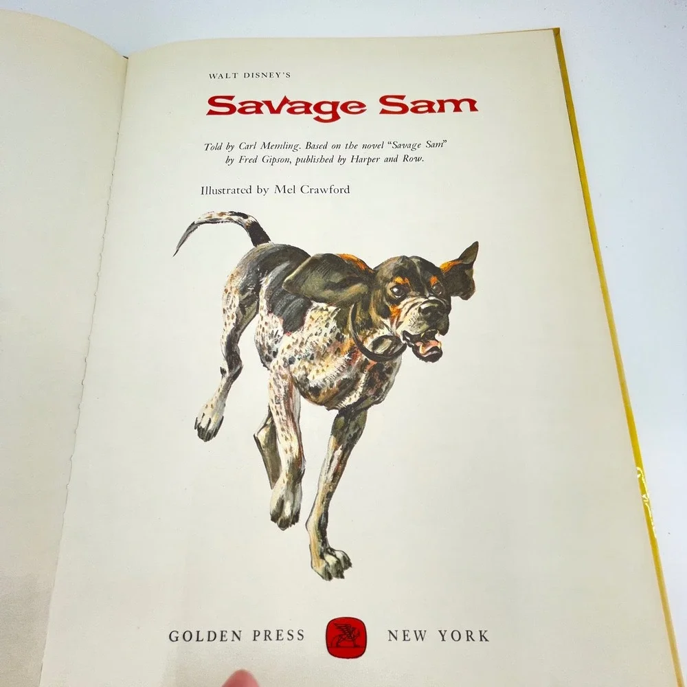 Walt Disney Savage Sam Big Golden Book 1963 Vintage Hardcover Western Large